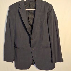 Theory wool navy and black stripe slim fit 2 button suit blazer 44R